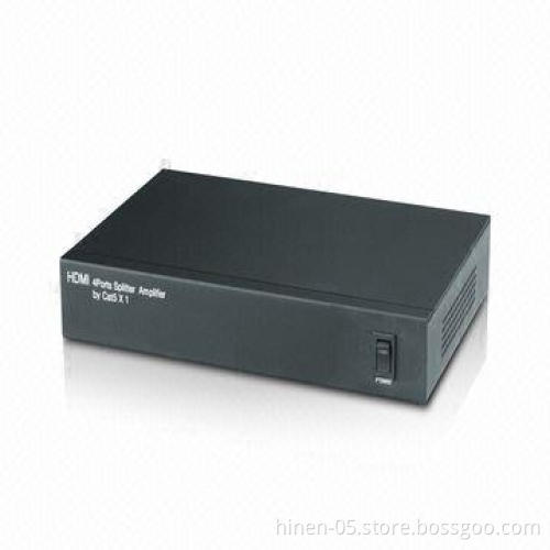 HDMI 4 Ports Splitter Amplifier by Cat5 x1, Supports Highest Video Resolution 1080p